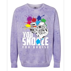 You Snooze You Bruise Funny Paintball Gift Gift Colorblast Crewneck Sweatshirt