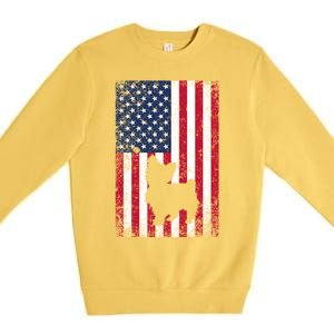 Yorkshire Terrier America Flag Patriot Veteran July 4 Gift Premium Crewneck Sweatshirt