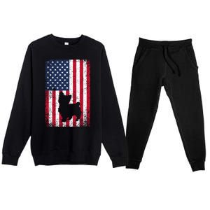 Yorkshire Terrier America Flag Patriot Veteran July 4 Gift Premium Crewneck Sweatsuit Set