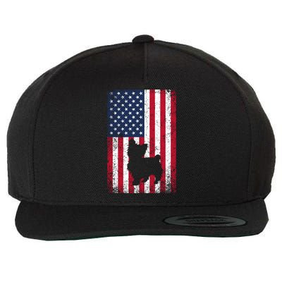 Yorkshire Terrier America Flag Patriot Veteran July 4 Gift Wool Snapback Cap