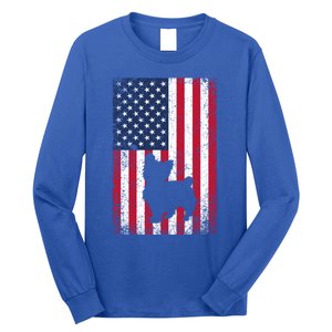 Yorkshire Terrier America Flag Patriot Veteran July 4 Gift Long Sleeve Shirt