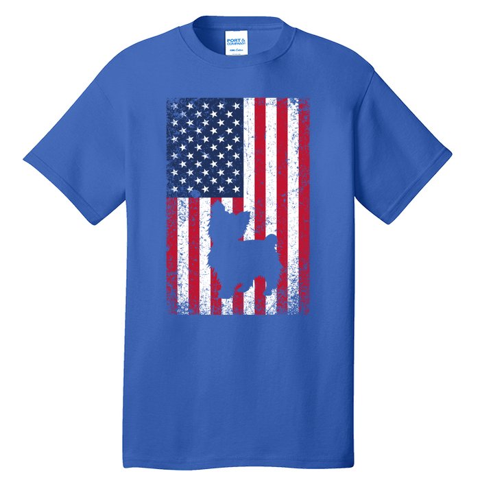 Yorkshire Terrier America Flag Patriot Veteran July 4 Gift Tall T-Shirt