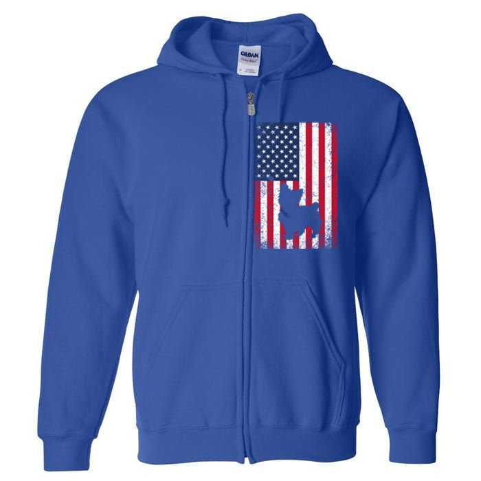 Yorkshire Terrier America Flag Patriot Veteran July 4 Gift Full Zip Hoodie