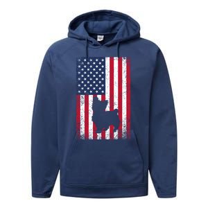 Yorkshire Terrier America Flag Patriot Veteran July 4 Gift Performance Fleece Hoodie