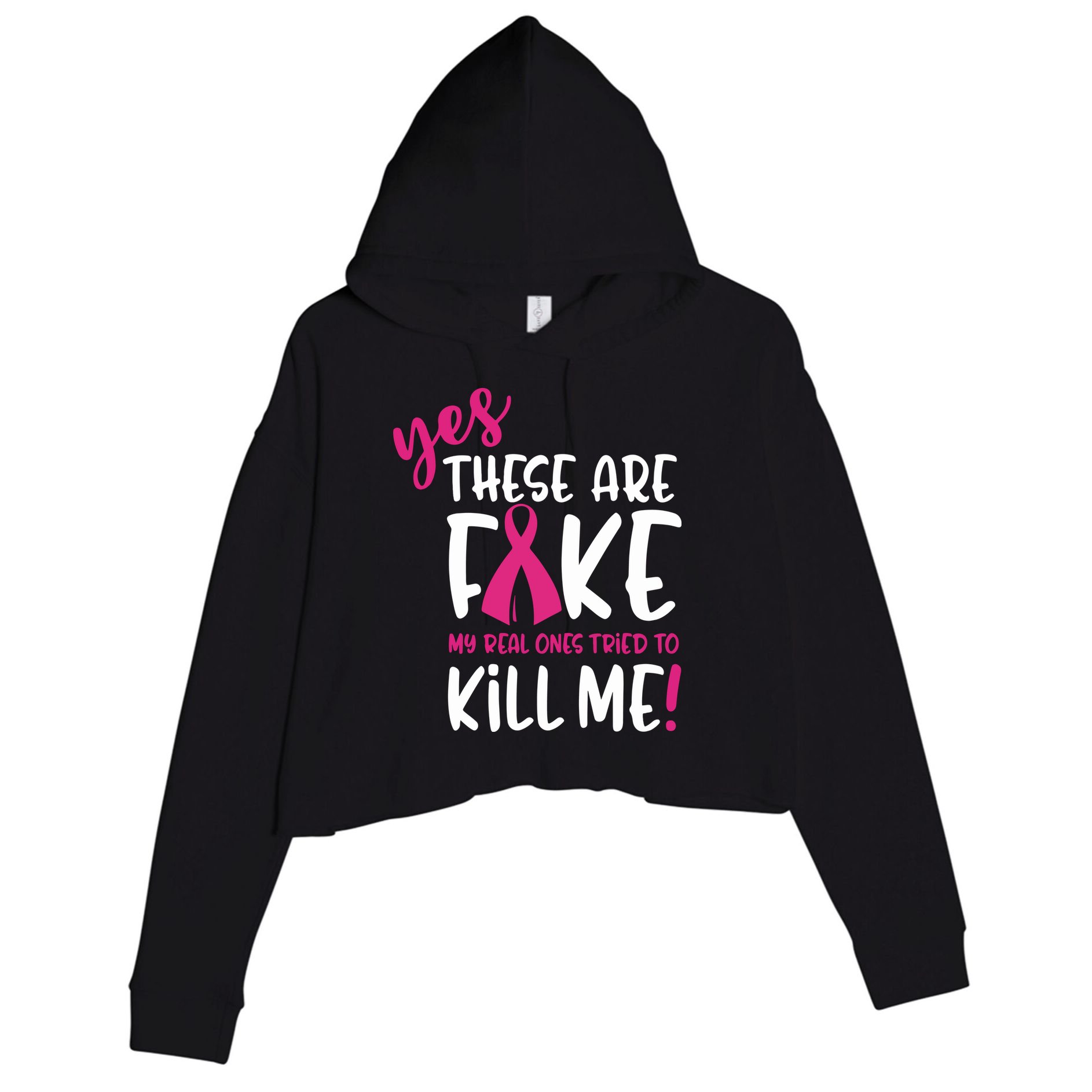 Yes These Are Fake My Real Ones Tried To Kill Me Crop Fleece Hoodie