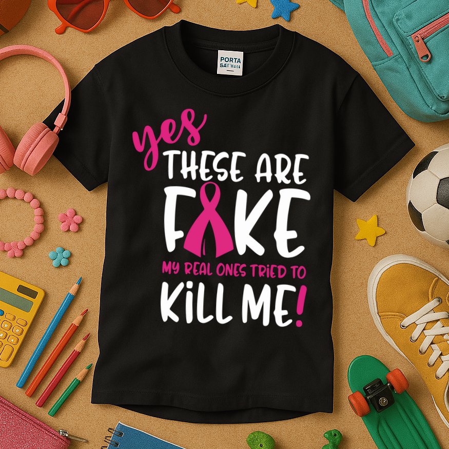 Yes These Are Fake My Real Ones Tried To Kill Me Kids T-Shirt