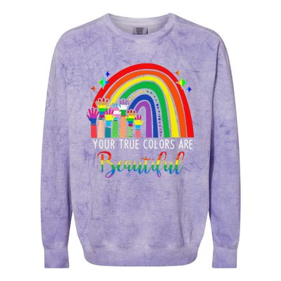 Your True Colors are Beautiful LGBT Rainbow Pride Flag Colorblast Crewneck Sweatshirt