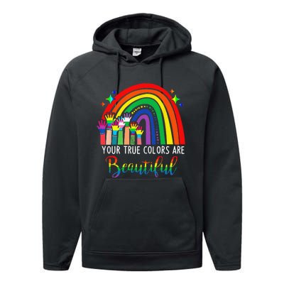 Your True Colors are Beautiful LGBT Rainbow Pride Flag Performance Fleece Hoodie