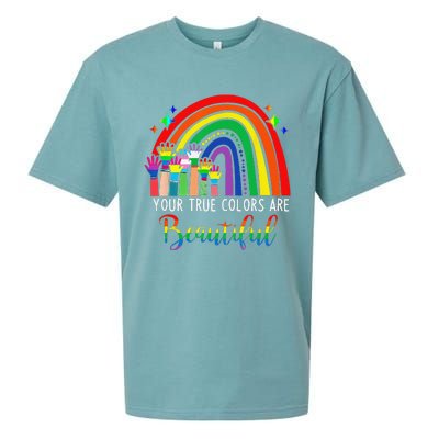 Your True Colors are Beautiful LGBT Rainbow Pride Flag Sueded Cloud Jersey T-Shirt