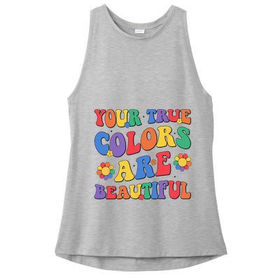 Your True Colors Are Beautiful LGBT Rainbow Pride Flag Ladies PosiCharge Tri-Blend Wicking Tank