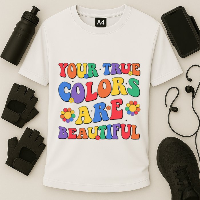 Your True Colors Are Beautiful LGBT Rainbow Pride Flag Cooling Performance Crew T-Shirt