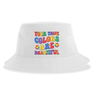 Your True Colors Are Beautiful LGBT Rainbow Pride Flag Sustainable Bucket Hat