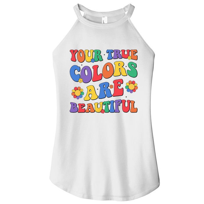 Your True Colors Are Beautiful LGBT Rainbow Pride Flag Women's Perfect Tri Rocker Tank