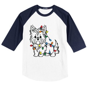 Yorkshire Terrier Christmas Yorkie Baseball Sleeve Shirt