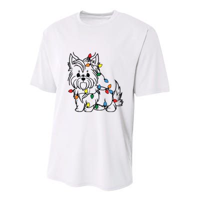 Yorkshire Terrier Christmas Yorkie Youth Performance Sprint T-Shirt