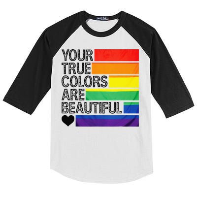Your True Colors Are Beautiful Rainbow LGBT Pride Month Kids Colorblock Raglan Jersey
