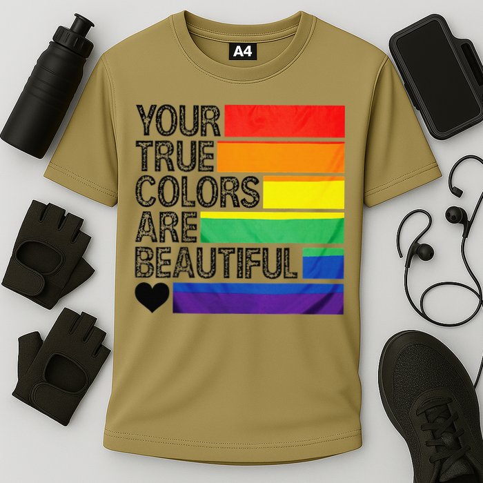 Your True Colors Are Beautiful Rainbow LGBT Pride Month Cooling Performance Crew T-Shirt