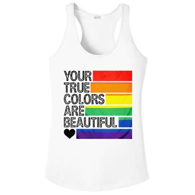 Your True Colors Are Beautiful Rainbow LGBT Pride Month Ladies PosiCharge Competitor Racerback Tank