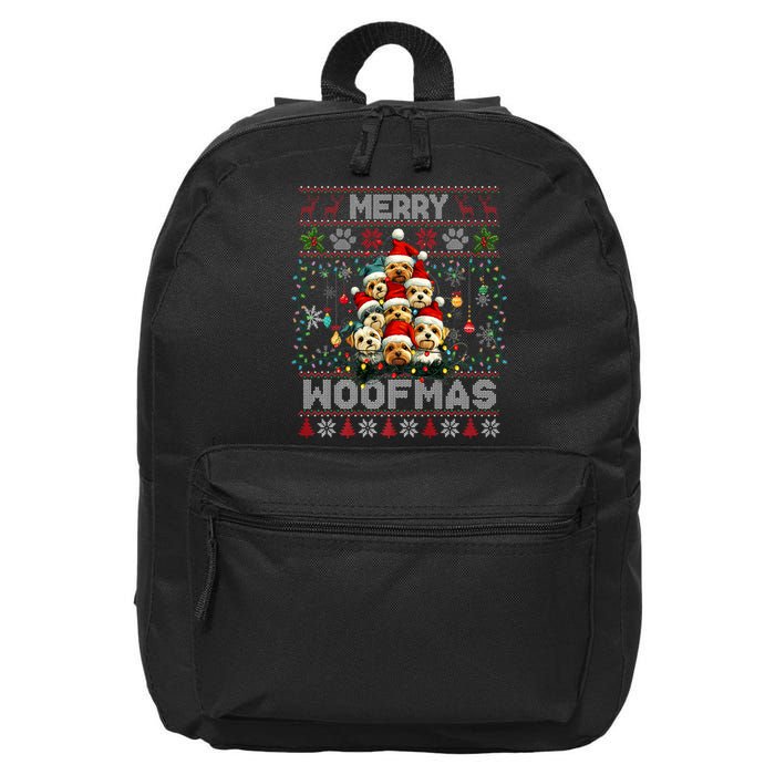 Yorkshire Terrier Christmas Tree Dog Lover Xmas Ugly Sweater 16 in Basic Backpack