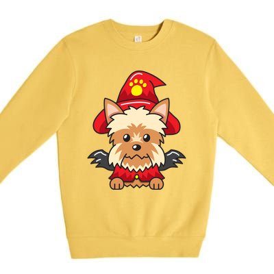 Yorkshire Terrier Dog With Halloween Costume Premium Crewneck Sweatshirt