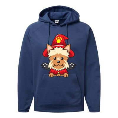 Yorkshire Terrier Dog With Halloween Costume Performance Fleece Hoodie