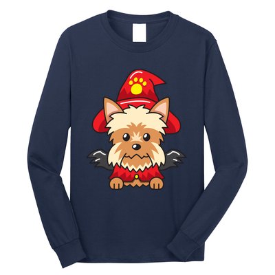 Yorkshire Terrier Dog With Halloween Costume Long Sleeve Shirt