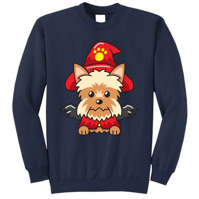 Yorkshire Terrier Dog With Halloween Costume Sweatshirt