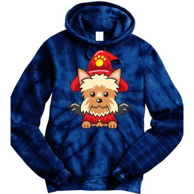 Yorkshire Terrier Dog With Halloween Costume Tie Dye Hoodie