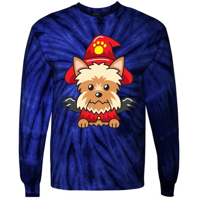 Yorkshire Terrier Dog With Halloween Costume Tie-Dye Long Sleeve Shirt