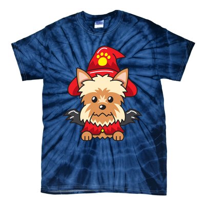 Yorkshire Terrier Dog With Halloween Costume Tie-Dye T-Shirt