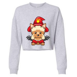 Yorkshire Terrier Dog With Halloween Costume Cropped Pullover Crew