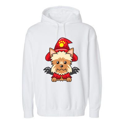 Yorkshire Terrier Dog With Halloween Costume Garment-Dyed Fleece Hoodie