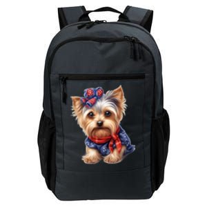 Yorkshire Terrier Dog Cute Yorkshire Terrier Puppy USA Flag Yorkie Daily Commute Backpack