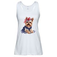 Yorkshire Terrier Dog Cute Yorkshire Terrier Puppy USA Flag Yorkie Ladies Essential Flowy Tank