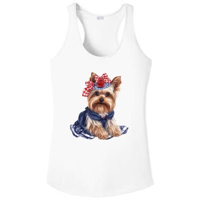 Yorkshire Terrier Dog Cute Yorkshire Terrier Puppy USA Flag Yorkie Ladies PosiCharge Competitor Racerback Tank