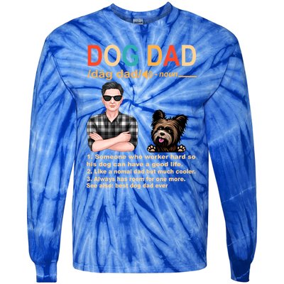 Yorkshire Terrier Dog Dad Definition For Daddy Fathers Day Gift Tie-Dye Long Sleeve Shirt