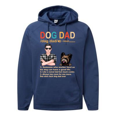 Yorkshire Terrier Dog Dad Definition For Daddy Fathers Day Gift Performance Fleece Hoodie