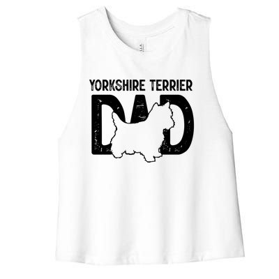 Yorkshire Terrier Dog Lover Funny Cute Puppy Dad Father Gift Women's Racerback Cropped Tank