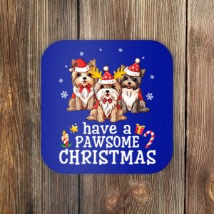 Yorkshire Terrier Dogs Merry Day Have A Pawsome Christmas Funny Gift Coaster