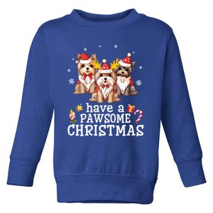 Yorkshire Terrier Dogs Merry Day Have A Pawsome Christmas Funny Gift Toddler Sweatshirt