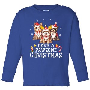 Yorkshire Terrier Dogs Merry Day Have A Pawsome Christmas Funny Gift Toddler Long Sleeve Shirt