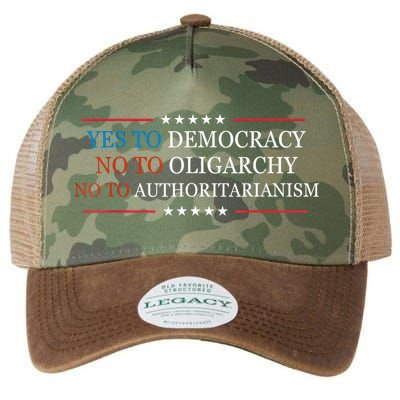 Yes To Democracy No To Oligarchy Bernie Sanders Quote Legacy Tie Dye Trucker Hat