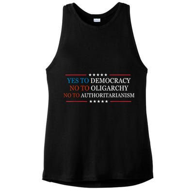 Yes To Democracy No To Oligarchy Bernie Sanders Quote Ladies PosiCharge Tri-Blend Wicking Tank