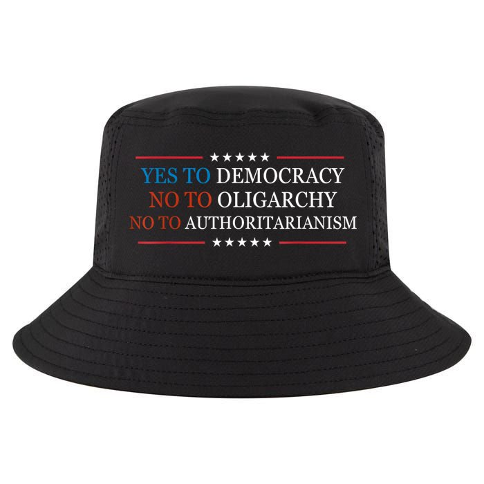 Yes To Democracy No To Oligarchy Bernie Sanders Quote Cool Comfort Performance Bucket Hat