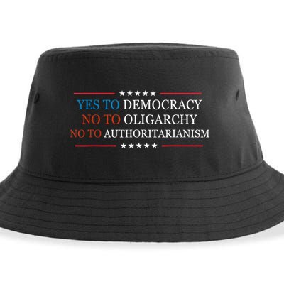 Yes To Democracy No To Oligarchy Bernie Sanders Quote Sustainable Bucket Hat