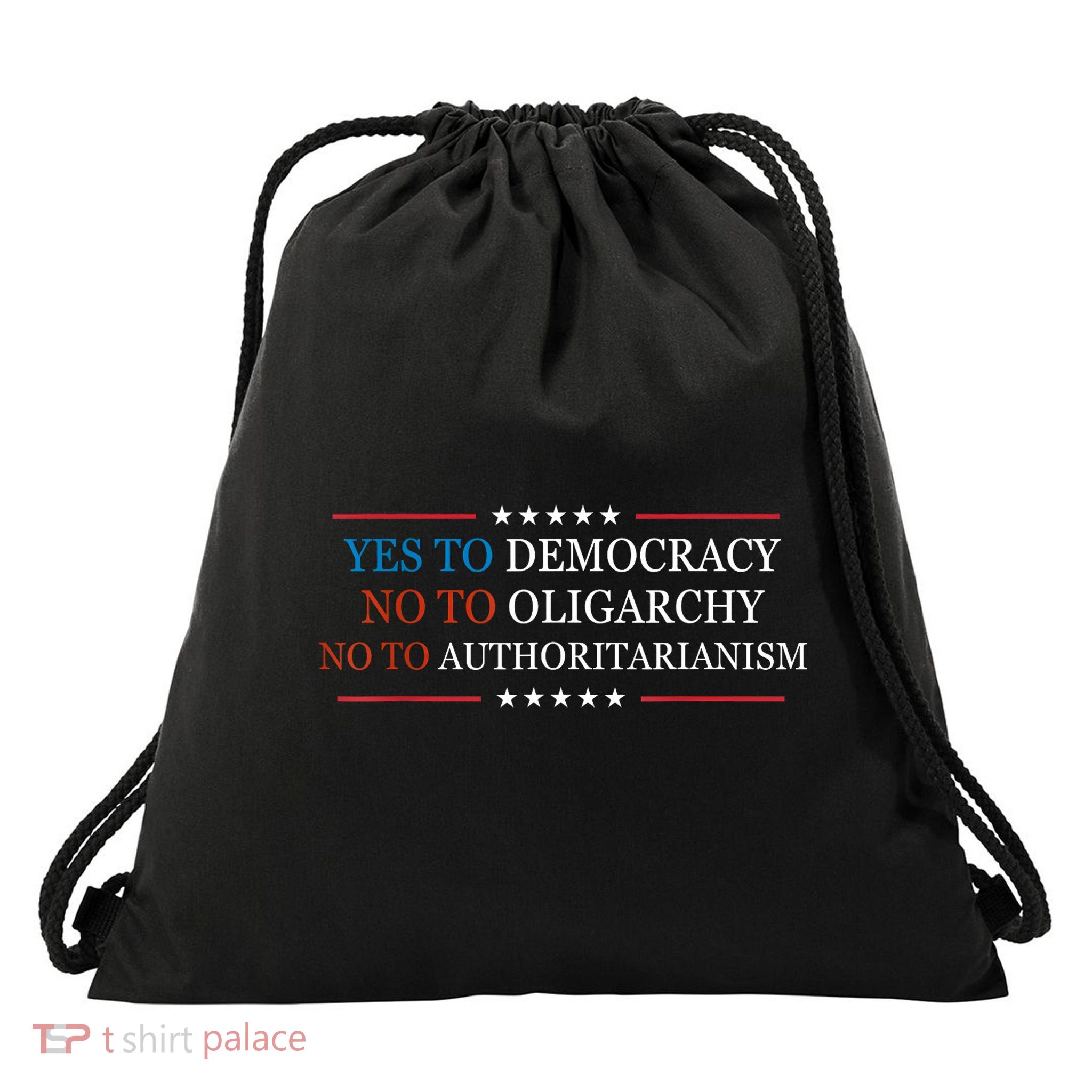 Yes To Democracy No To Oligarchy Bernie Sanders Quote Drawstring Bag