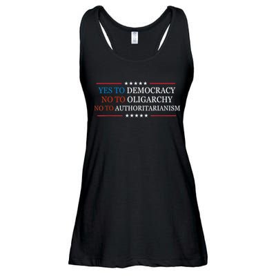 Yes To Democracy No To Oligarchy Bernie Sanders Quote Ladies Essential Flowy Tank