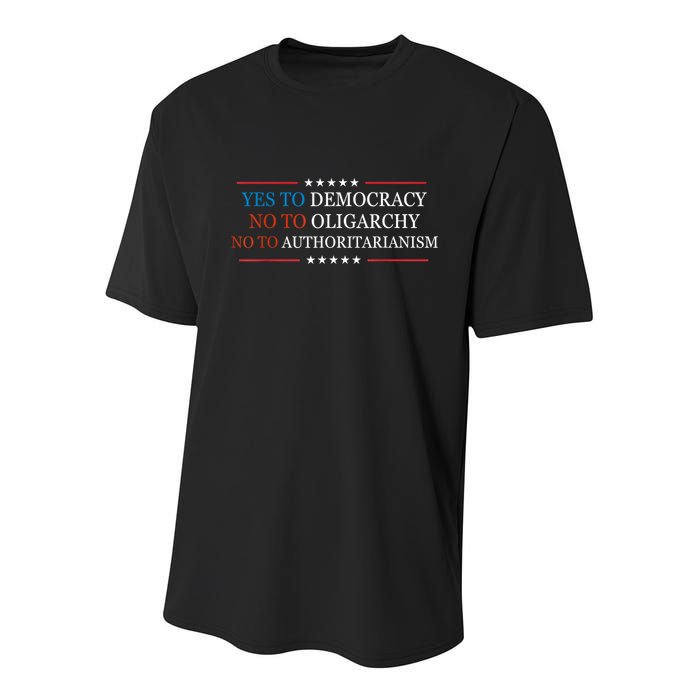 Yes To Democracy No To Oligarchy Bernie Sanders Quote Youth Performance Sprint T-Shirt