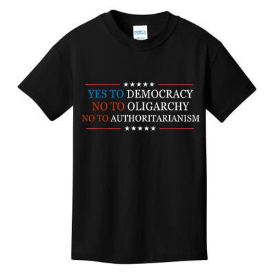 Yes To Democracy No To Oligarchy Bernie Sanders Quote Kids T-Shirt