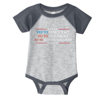 Yes To Democracy No To Oligarchy Bernie Sanders Quote Infant Baby Jersey Bodysuit
